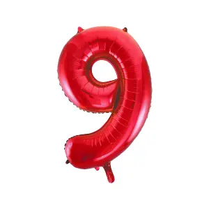 Unique Party 9 Glitz Number Balloon Red (One Size)