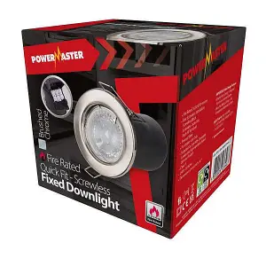 Powermaster GU10 Fixed Downlight Fire Rated - Brushed Chrome