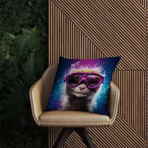 Splashart Ferret Purple Outdoor Cushion 60cm x 60cm