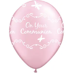 Creative Party 12 Inch Butterfly Design Communion Balloons Pearl Pink (Pack of 25)