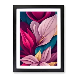 Snazzy Flowers - Single Picture Frame Print Black / 34cm H x 25cm W x 2cm D