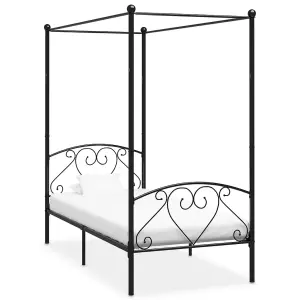 Berkfield Canopy Bed Frame Black Metal 100x200 cm