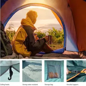 Outdoor Automatic Pop Up Camping Tent 3-4 Person Family Sun Shade Hiking Shelter