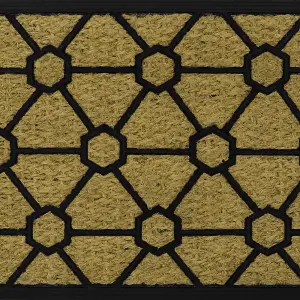 JVL Woven Coir Tuffscrape Doormat, 45x75cm, Geometric