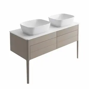 Sutton Grey Floor Standing Double Basin Bathroom Vanity Unit with Ceramic Worktop (W)1180mm (H)700mm