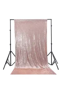 Neel Blue Shiny Fabric Sequin Backdrop Glitter Curtain, Rose Gold - 4ft x 9ft