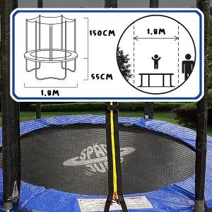 6FT Trampoline With Outer Netting in Blue