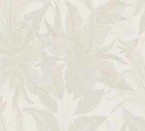 Galerie Welcome Home Beige Botanical Leaves Wallpaper