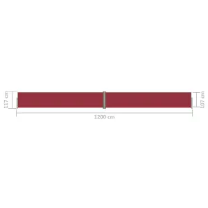 Berkfield Retractable Side Awning Red 117x1200 cm