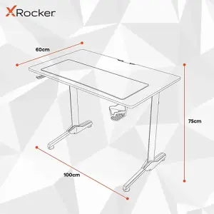 X-Rocker Panther Gaming Desk 100 x 60cm with FREE Mousepad - BLACK