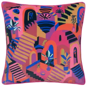 furn. Eivissa Embroidered Velvet Feather Filled Cushion