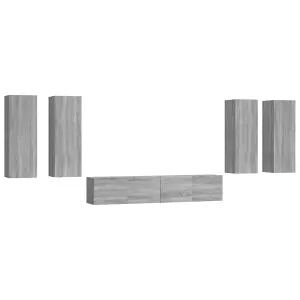 Berkfield 6 Piece TV Cabinet Set Grey Sonoma Engineered Wood