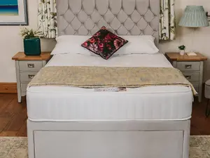 Florence Supreme Comfort Sprung Divan Bed Set 2FT6 Small Single 2 Drawers Side  - Plush Light Silver