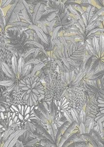 Muriva Black/Gold Floral 3D effect Patterned Wallpaper