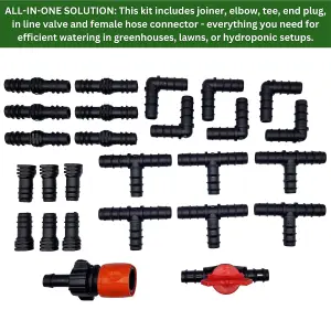 26-Pc Ultimate Garden Irrigation Kit 13mm Pipe Connectors Drip System & Fittings-Universal Hose Attachments