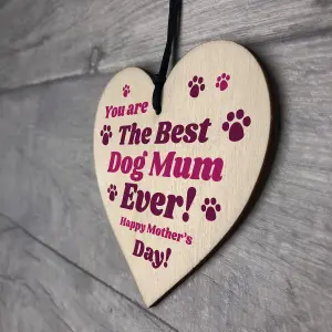 Funny Mothers Day Gift For Best Dog Mum Wood Heart Gift From Dog Pet Gift Keepsake