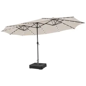 Costway 4.5m Double-Sided Patio Parasol with Stand Outdoor Twin Market Umbrella w/ Solar LED Lights