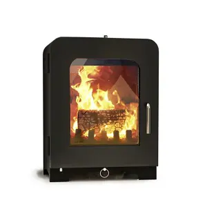 Modern Metallic Black 5kw DEFRA Wood Burning Stove