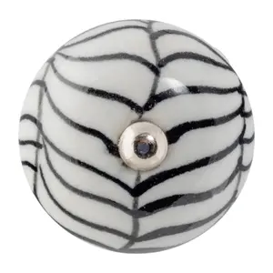 Nicola Spring - Round Ceramic Cabinet Knob - Black Fern