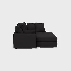 Chiswick Right Hand Facing Corner Sofa with Footstool Black