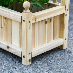 Outsunny Raised Garden Bed with Trellis Garden Planters Indoor Outdoor Natural