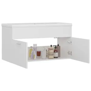 Berkfield Sink Cabinet with Built-in Basin White Engineered Wood