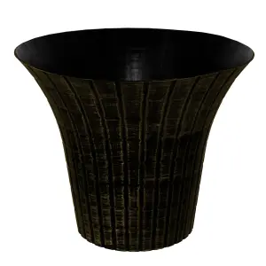 simpa 2PC Distressed Metallic Gold Elegance Flared Plastic Planters.