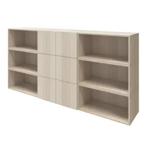 GoodHome Atomia Matt oak effect 9 compartment 9 Shelf Freestanding Rectangular Bookcase (H)1125mm (W)2250mm (D)350mm