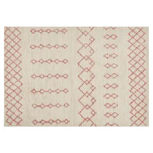 Cotton Area Rug 140 x 200 cm Beige and Pink BUXAR