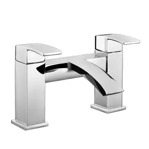 Nes Home Arke Square Chrome Bridge Deck Mounted Waterfall Bath Filler Tap