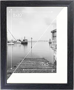 Clay Roberts Photo Picture Frame 8 x 10, Black, Includes Mount for 7 x 5 Prints, Freestanding and Wall Mountable, 10x8" Picture Fr