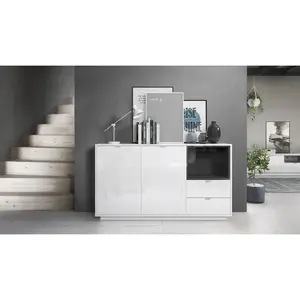 Sideboard Mcclung White (glossy)/Black (glossy) / Yes