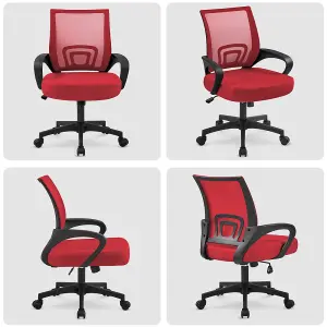 Yaheetech Ergonomic Mesh Office Chair with Lumbar Support - Red