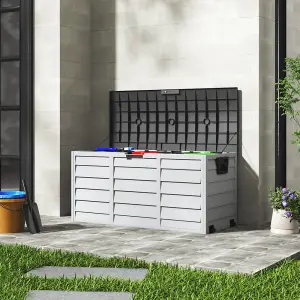 112cm W Waterproof Lockable Outdoor Garden Storage Box With Lockable Lid, Light Grey