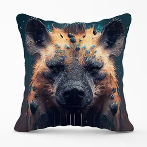 Hyena Face Splashart Dark Background Outdoor Cushion 45cm x 45cm