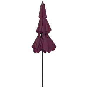 Berkfield 3-Tier Parasol with Aluminium Pole Bordeaux Red 2.5 m