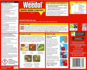 Weedol Rapid Weed Killer Liquid Concentrate 12 Tubes Treats 120m2 Weed Control