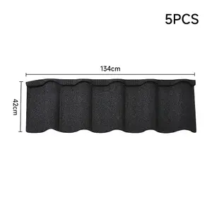 5 Pcs Black Golan Tile Stone Coated Metal Sheet Roofing Shingles L 1340mm x W 420mm