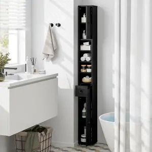 Costway Bathroom Tall Cabinet Slim Freestanding Storage Organizer Cupboard w/ 2 Doors