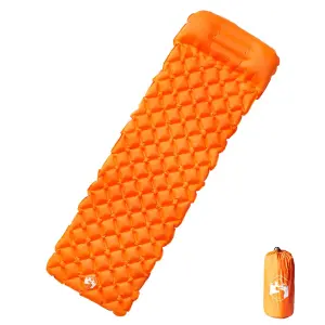 Inflating Camping Mattress with Pillow 1-Person Orange