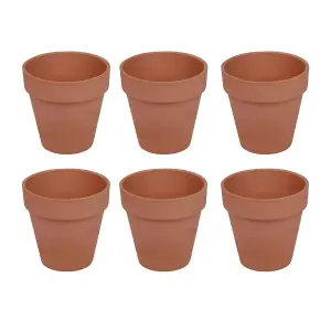 URBNLIVING 10cm Depth 6 Pcs Terracotta Plant Medium Pots with Drainage Hole Garden Flowers Classic Design