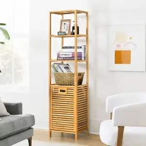 Costway 3-Tier Bamboo Bathroom Tilt-out Laundry Hamper Storage Organise w/Laundry Basket