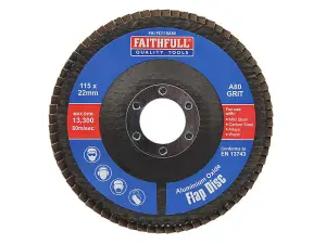 Faithfull  Aluminium Oxide Flap Disc 115 x 22mm 80 Grit FAIFD115A80