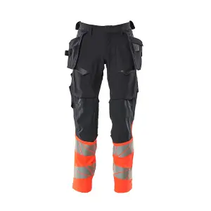 Mascot Accelerate Safe Trousers with Holster Pockets - Dark Navy/Hi-Vis Red  (33.5) (Leg Length - Regular)