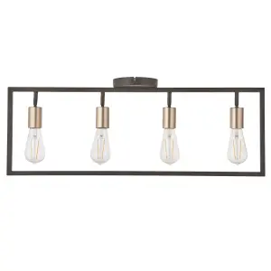 York Bar Brushed Matt Steel Bronze effect 4 Lamp LED Ceiling light