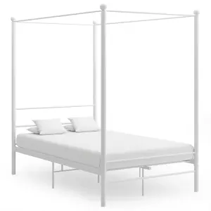 Berkfield Canopy Bed Frame White Metal 120x200 cm