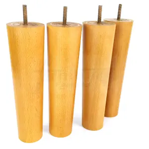 TURNED WOOD LEGS OAK 230mm HIGH SET OF 4 REPLACEMENT FURNITURE BUN FEET SETTEE CHAIRS SOFAS FOOTSTOOLS M8 PKC148