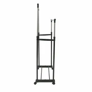 New Portable Clothes Rack Double Hanging Garment Bar Heavy Duty Hanger Rolling