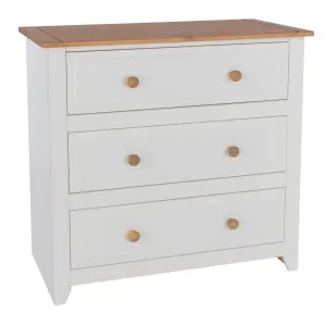 White 3 drawer chest of drawers, Capri furniture range