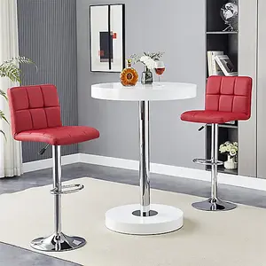 Furniture In Fashion Havana White High Gloss Bar Table With 2 Coco Bordeaux Stools